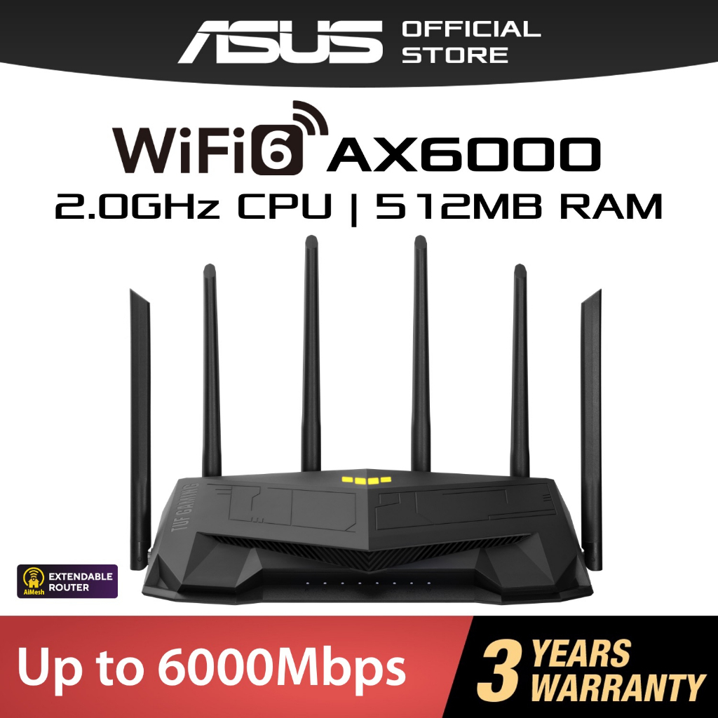 เร้าเตอร์แรงๆ ASUS TUF Gaming (TUF-AX6000) AX6000 Dual Band WiFi 6 Extendable Gaming Router