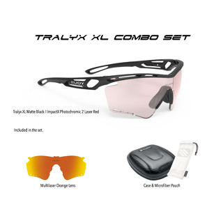 Rudy Project แว่นกันแดด Tralyx XL Black Matte / ImpactX Photochromic 2 Laser Red + Multilaser Orange Combo Set