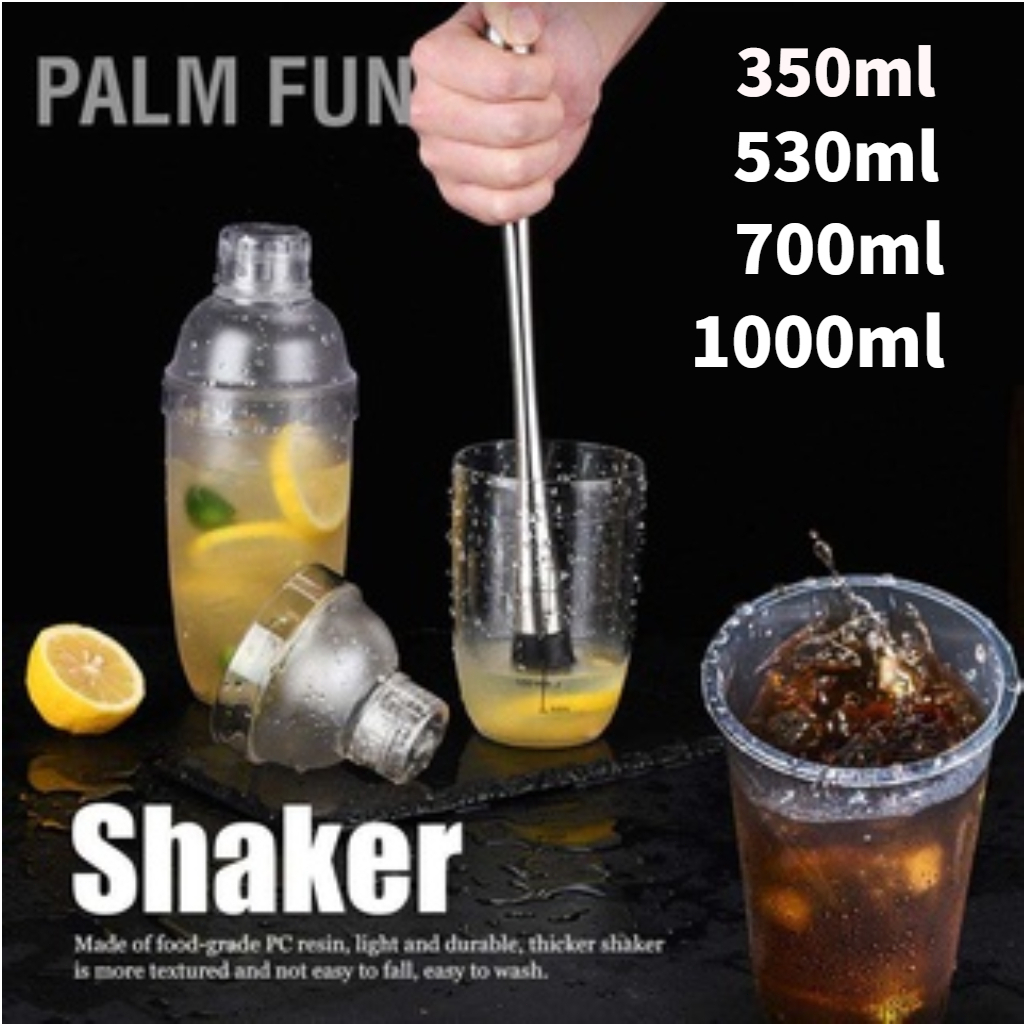 【Palm Fun】 เชคเกอร์ แก้วเชค กระบอกเชค 350ml 530ml 700ml 1000ml เครื่องปั่นค็อกเทล อุปกรณ์ชงชานม ทำชานมที่บ้าน น้ำผลไม้ ไวน์ ถ้วยพลาสติก