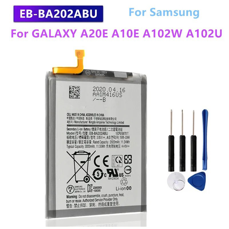 แบตเตอรี่ทดแทน EB-BA202ABU สำหรับ Samsung GALAXY A20e A10e A102W A102U A202F แบตเตอรี่3000MAh + เครื