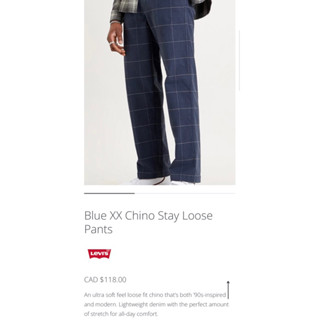 Levis® Premium LEVI’S® XX CHINO STAY LOOSE PANTS กางเกงลายสก๊อต ผู้ชาย ลีวายส์