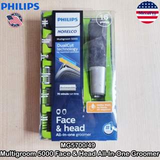 Philips® Norelco Multigroom Series 5000 Face &amp; Head All-In-One Groomer, MG5700/49 ฟิลิปส์ เครื่องตัดแต่งขน เซต 16 ชิ้น