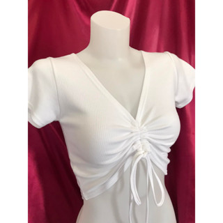 Hot-Hit-เสื้อครอปเชือกรูดสวยๆผ้าดีผ้าร่องผ้ายืด