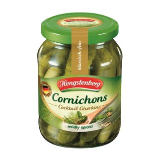 แฮงสเท็นเบิร์ก คอร์นิชอน แตงกวาดอง คอกเทล 370 มล - Hengstenberg Cornichons Cocktail Gherkins 370 ml