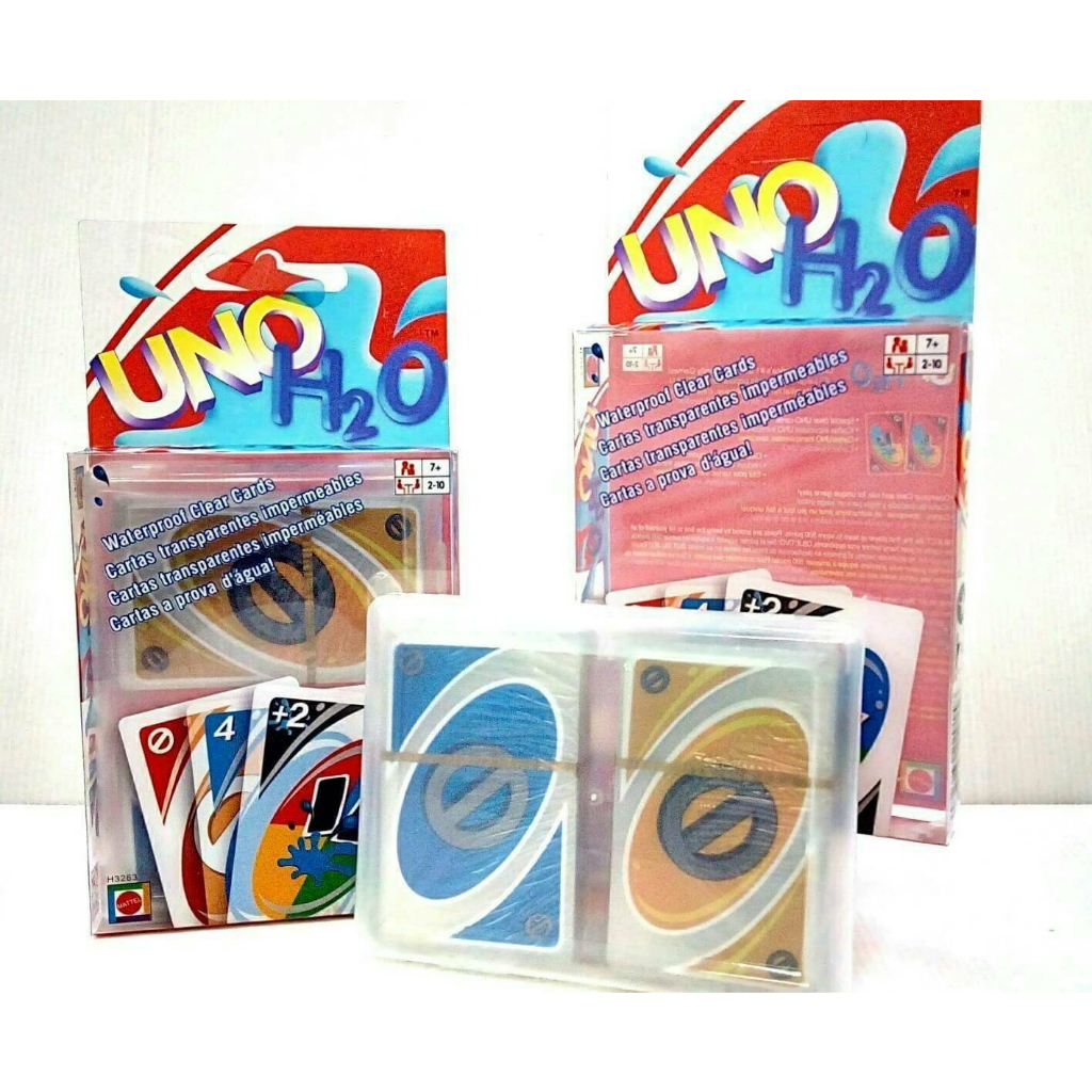 UNO H2O CARDS BOARD GAME Waterproof การ์ดกันน้ำ การ์ดเกมส์พลาสติก English Version ภาษาอังกฤษ 108 ใบ 