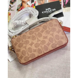 พร้อมส่ง แท้ 🇺🇸💯% New Coach งานช็อป ❌ไม่มีถุงผ้า รุ่น KIRA CROSSBODY IN COLORBLOCK SIGNATURE CANVAS 89399 BRASS/TAN/RUST