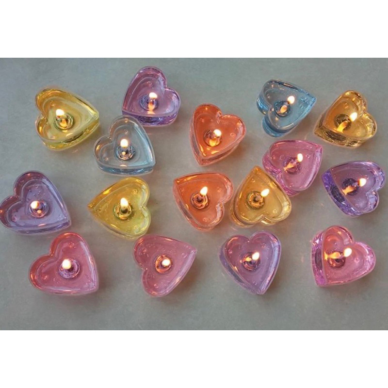 ถ้วยเทียนทีไลท์ใส -Tea light cup รูปหัวใจ 10 ชิ้น