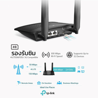 เราเตอร์ 4G Router TP-LINK (TL-MR100) Wireless N300 ประกัน 3Y เสียบซิมก็ใช้งานได้เลย รองรับซิมมากกว่า 100+ ประเทศทั่ว