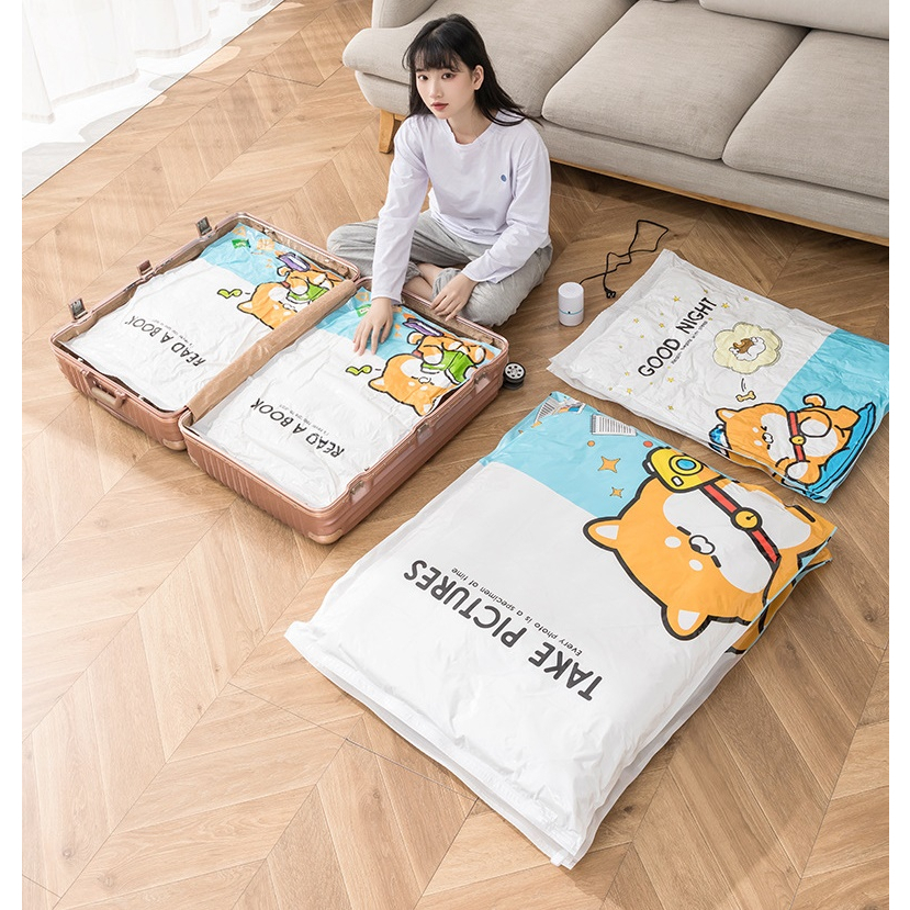 ShopAt.Two[DR-5506] ถุงสูญญากาศจัดเก็บเสื้อผ้า ซิปล็อค 2 ชั้น มีวาล์ว ถุงเหนียว ทนทาน ไม่ขาดง่าย