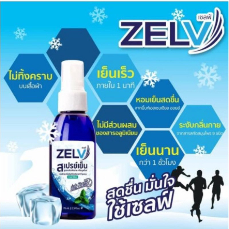 สเปรย์เย็นใช้ฉีดตัว คลายร้อน กลิ่นมิ้นท์ แบรนด์ Zelv หอมเย็น สดชื่น