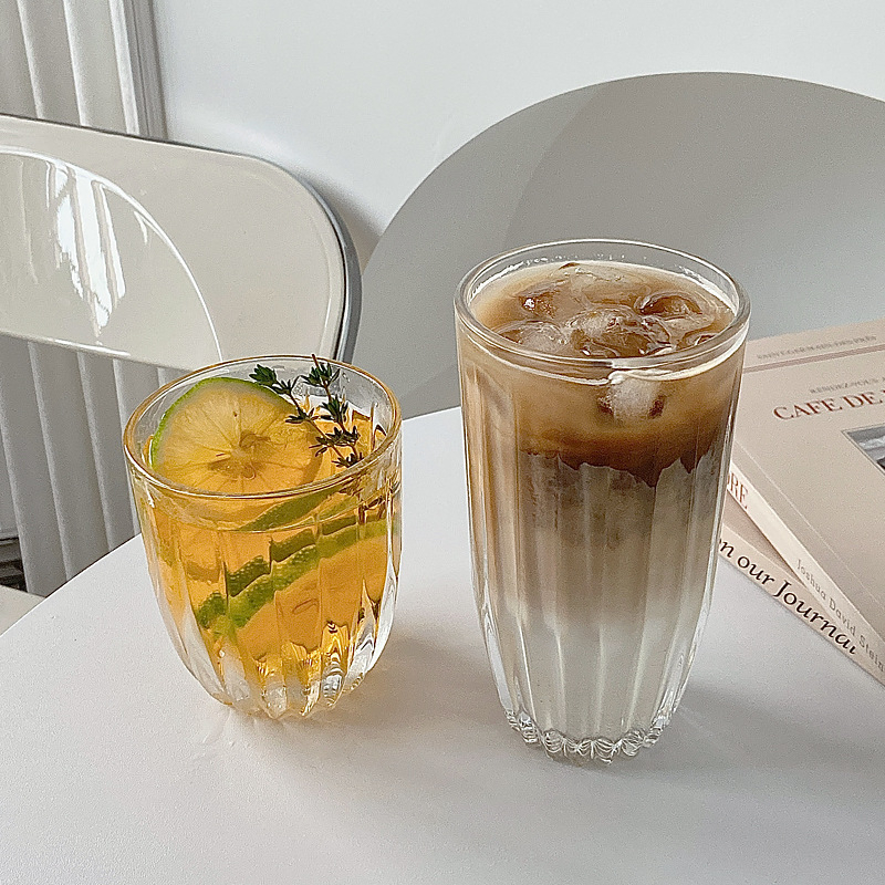 พร้อมส่ง[BK holiday shop] แก้วเครื่องดื่มเย็น น้ำ ในร้านอาหารสุดหรู หนา ถือถนัดมือ