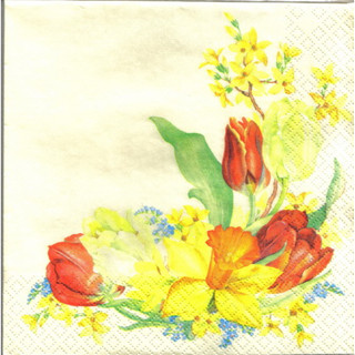 Pladao Napkin ภาพดอกไม้ สีน้ำ ทิวลิป กล้วยไม้ Tulip Orchid กระดาษ แนพกิ้น สำหรับงานศิลปะ เดคูพาจ decoupage ขนาด L 33x33