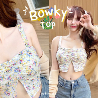 Petite♡︎ Bowky top เสื้อโบกี้ มีฟองน้ำในตัว เสื้อครอปสายเดี่ยว ลายดอกวินเทจ