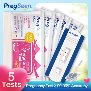 5Tests PREGSEEN ชุดทดสอบการตั้งครรภ์ความแม่นยำสูง&gt; 99.99% สำหรับการทดสอบการตั้งครรภ์ HCG หญิง Pregnancy Test