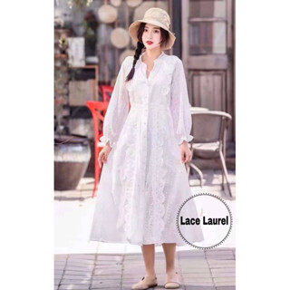 🌈🌿🌼🌸🌺🧡💚💙🇰🇷 Lace CHN Collar Long Sleeve Maxi Dress