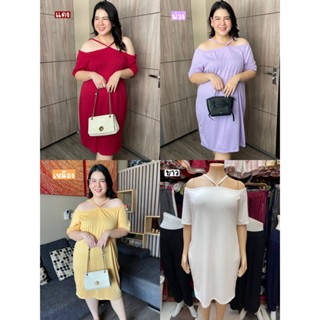 🔥Plussize🔥เดรสคนอ้วน🔥 Freesize:อกหน้าผ้า 50 นิ้ว ยืดได้ถึง 64 นิ้ว  ความยาว 44 นิ้ว