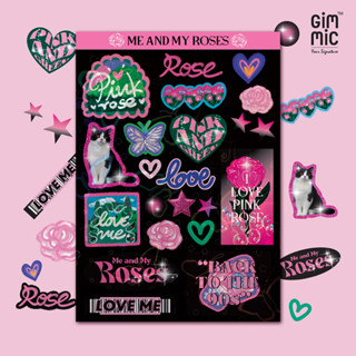 Y2K Glitter Sticker ✨🦋 ME AND MY ROSES🌹✨ Sticker Sheet A5 สติกเกอร์เคลือบกลิตเตอร์ไดคัทแบบแผ่น (Gimmic Style)