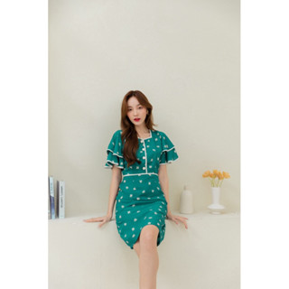 💚Chloe Dress💙 สีเขียวน้ำทะเล