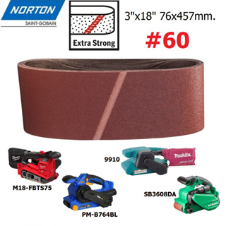 NORTON กระดาษทรายสายพาน ขนาด 3"x18"(76*457mm) สำหรับ M18-FBTS75 PM-B764BL 9910 SB3608DA