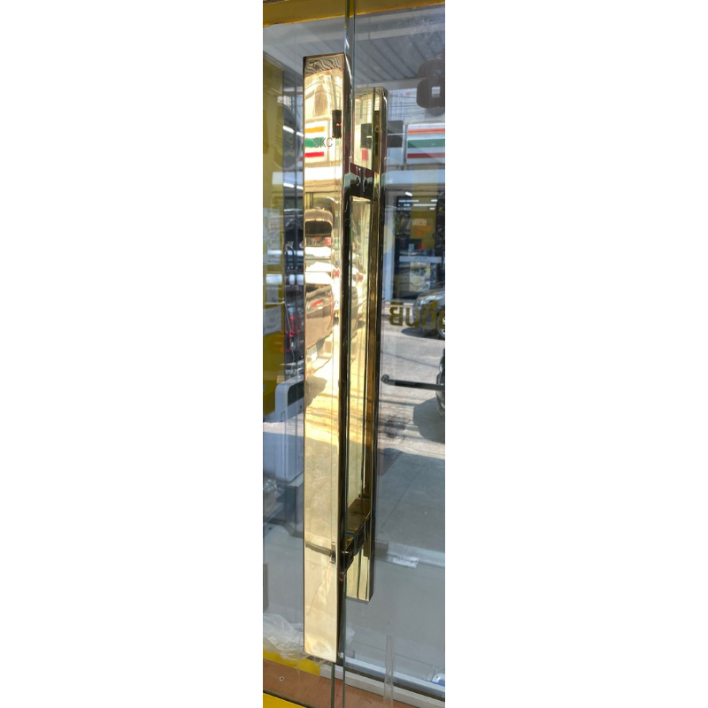 SKC-126 600 PBG มือจับประตู 60 ซม. สีทองเงา วัสดุสแตนเลส ใช้กับประตูบานไม้หรือบานกระจก (1 ชุด หน้า-หลัง)