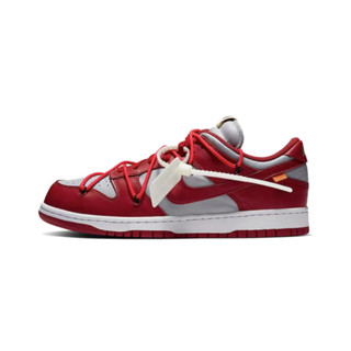 Off-White x Nike Dunk Low LTHR OW "Red" ของแท้ 100% แลกเปลี่ยนอย่างรวดเร็ว