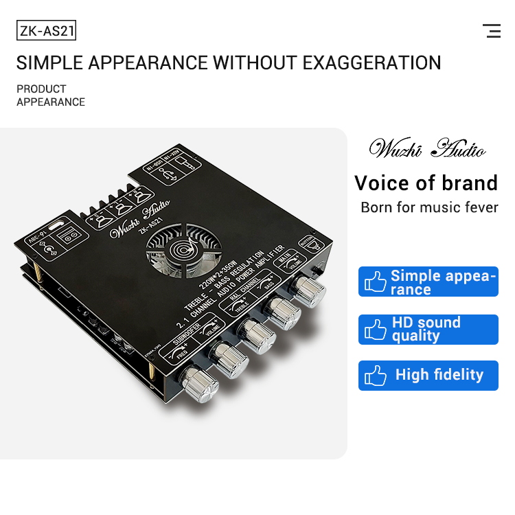 【สินค้าพร้อมจัดส่ง】100%!Wuzhi ZK-AS21 TPA3255 ขับซับ10นิ้ว 2Ω แอมป์จิ๋ว สเปคเทพ 2.1 220w+220w+350w 16-38V 10A👆