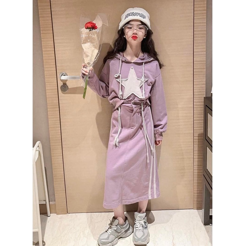 เซท เสื้อฮู๊ด + กระโปรง เกาหลี / D19 / 690