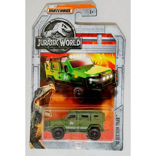 33HW โมเดลรถรถแมทบล็อกขนาดเล็ก Diecast Matchbox 10 Textron Tiger green color Jurassic World พร้อมส่ง 💢การ์ด-แพ็คไม่สวย