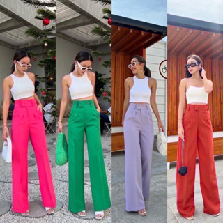 Whitney high-waist basic pant  กางเกงขายาวทรงกระบอกทรงสวยแบบสุดๆ ทรงเอวสูง ป้าย promthong