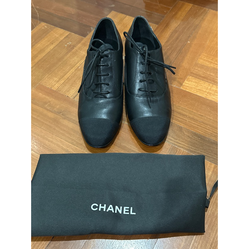 Like New : ส่งฟรี 2022 Chanel Oxford Lamb Skin Shoes 38 (สลับแท้)