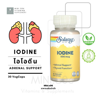 [ ไอโอดีน ]  Solaray, Iodine, 500 mcg x 30 แคปซูล (VegCaps)