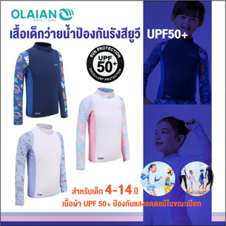 เสื้อเล่นน้ำเด็กแขนยาว ชุดเสื้อว่ายน้ำเด็กกันแดด อายุ 4-14 ปี เนื้อผ้า ป้องกันแสงแดด UPF50+ แม้ในขณะเปียก ป้องกันรังสียู