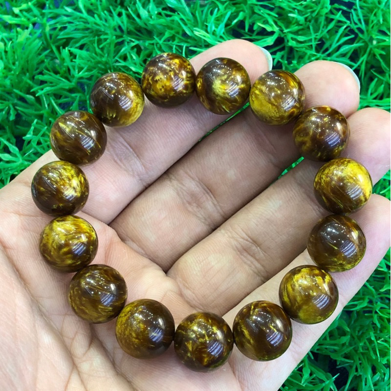 Genuine yellow Brown Vintage 12 mm Bakelite Beaded Bracelet beautiful Vintage Bakelite Jewelry Brace