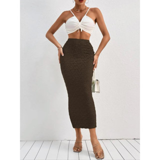 กระโปรงยาวทรงสอบ TEXTURED STRETCHY PENCIL SKIRTS