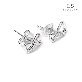 jewelry ต่างหูแพลตตินัม ต่างหูผู้หญิง ต่างหูสตั๊ดอินฟินิตี้ ของขวัญแฟชั่น e2338
