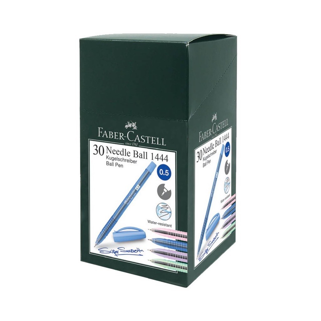 (USP)⚡️ขายส่ง⚡️(กล่อง30ด้าม) Faber-Castell 1444 ปากกา ปากกาลูกลื่น ปลอก ด้ามพาสเทล หมึกน้ำเงิน หัว 0.5mm (กล่อง/30ด้าม)