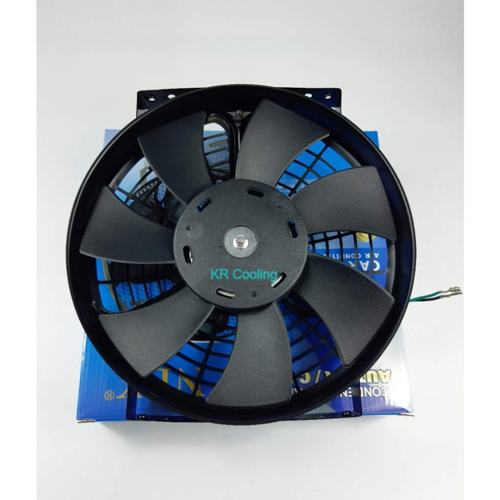 พัดลม แผงแอร์ 10นิ้ว7ใบ 12V,24V พัดลมเสริมแอร์ ระบายความร้อน  มอเตอร์ (หนา2.5นิ้ว โครงเหล็ก)แบบเป่าแ