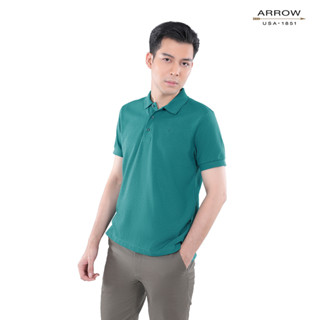 ARROW POLO เสื้อยืดโปโล ทรง Smart fit ผลิตจากผ้าUpcycling  สีเขียวน้ำทะเล  MPCM832S3CSTU