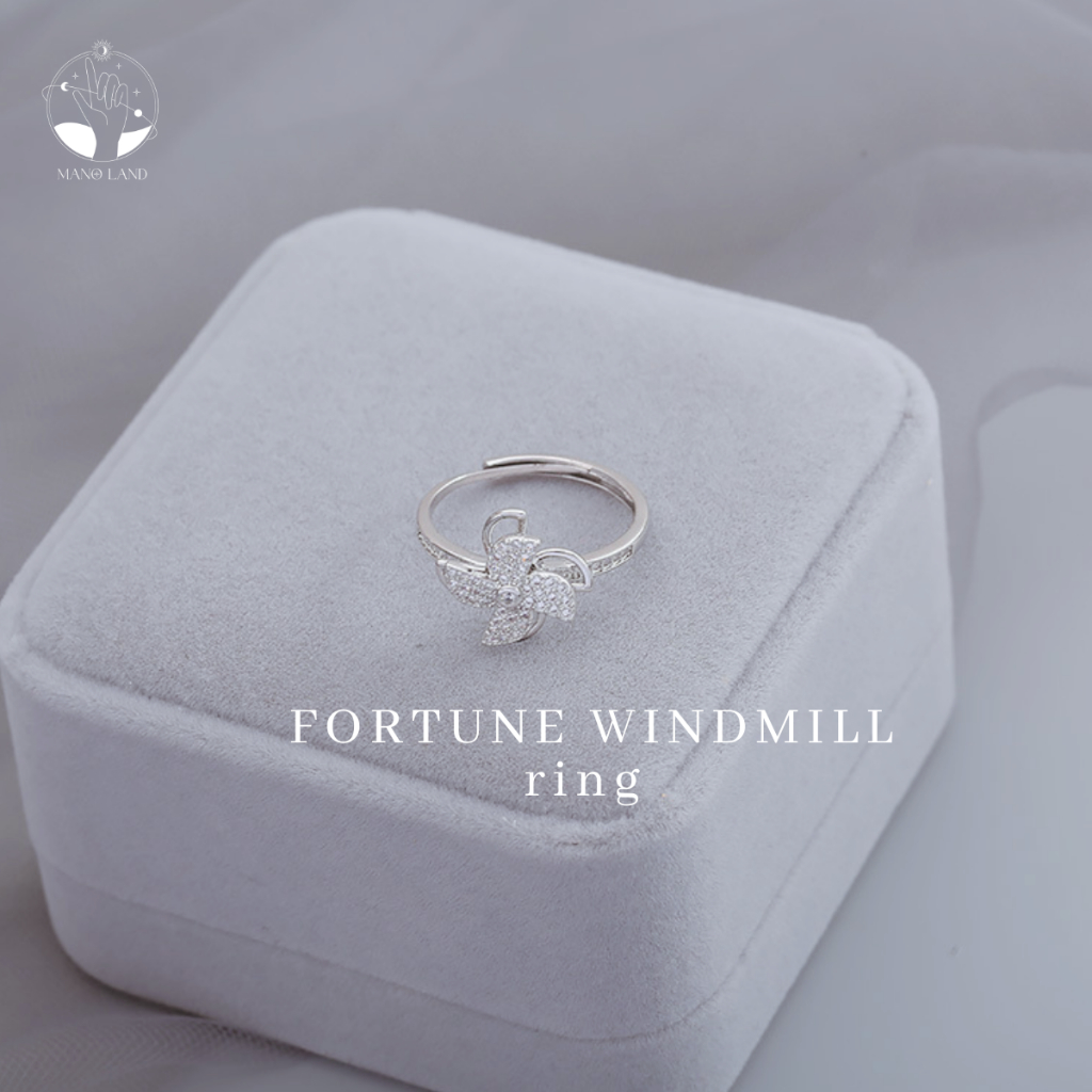 MNL Fortune Windmill แหวนกังหันดอกไม้แห่งความโชคดี แหวนแฟชั่น เงินแท้ เครื่องประดับผู้หญิง สไตล์มินิมอล น่ารัก ใส่ทุกวัน