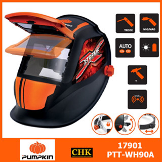 PUMPKIN PRO หน้ากากเชื่อมปรับแสงอัตโนมัติ Xtreme Plus (เหมาะสำหรับงานเชื่อมทุกชนิด) รุ่น PTT-WH90A 17901