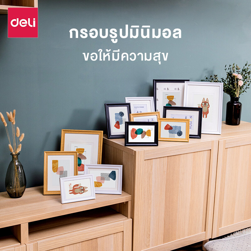 Naju กรอบรูปขาตั้ง 4 ขนาด 4x6นิ้ว 5x7นิ้ว 6x8นิ้ว และ A4 กรอบรูปมินิมอล ตั้งโต๊ะได้ แนวตั้ง แนวนอน แขวนผนังได้ - รูปที่ 2