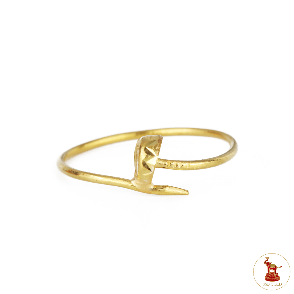 แหวนทอง น้ำหนัก 0.6 กรัม ทองแท้ 96.5% ลายตะปู ทองแท้ ขายได้ จำนำได้ มีใบรับประกันทอง