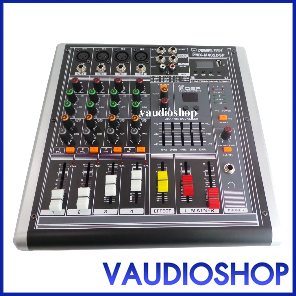 PMX-M402 DSP PROEUROTECH เพาเวอร์มิกเซอร์ 150Wx2 (4 แชนแนล,16 DSP Effect,USB,Bluetooth) โปรยูโรเทค E