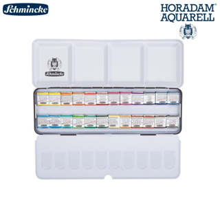 Schmincke HORADAM AQUARELL เกรดพรีเมี่ยม อาร์ตติส ชุดสีน้ำก้อน 24x1/2 pans กล่องโลหะคลาสสิค #74424097