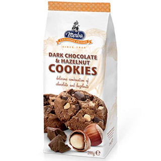 Merba Dark Chocolate and Hazelnut Cookies 200g++เมอร์บา ดาร์ก ช็อกโกแลต แอนดื เฮเซลนัท คุกกี้200กรัม