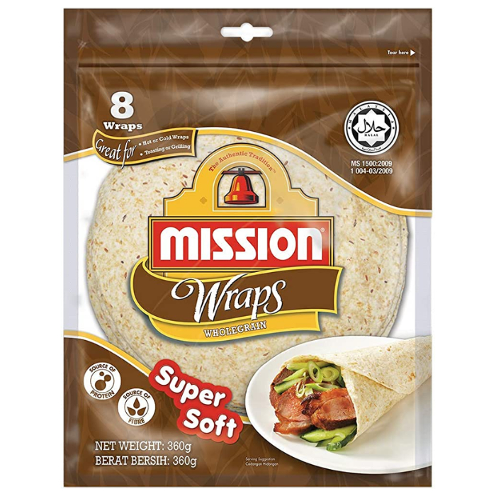 มิชชั่น แผ่นแป้งโฮลเกรน 360 กรัม - Wrap Wholegrain 360g Mission brand