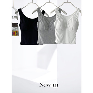 เสื้อครอปบ่าเสริมฟองน้ำ BUILT-IN BRA RIBBED TANK TOPS