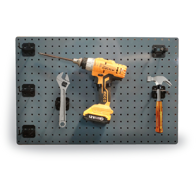 PEG BOARD แผงเหล็กเจาะรู แขวนสินค้า จัดเก็บอุปกรณ์เอนกประสงค์ ผลิตไทย