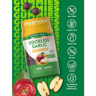 🍎Natures Truth Odorless Garlic Gummies | 50 Count | Vegan, Non-GMO &amp; Gluten Free Supplement | Natural Apple Flavor🍎