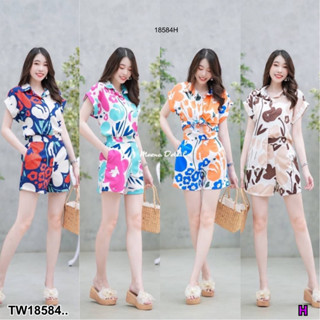 TW18584 set 2 ชิ้น  เสื้อปกเชิ้ต+ กางเกงขาสั้น